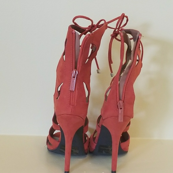 Burnt orange lace up heels - Picture 3 of 5